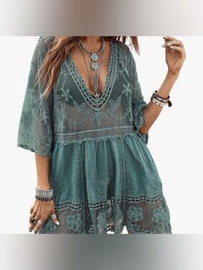 Teal Boho Cover Up 14/16